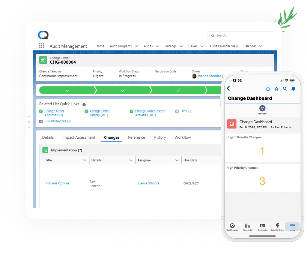 Change Management dashboard